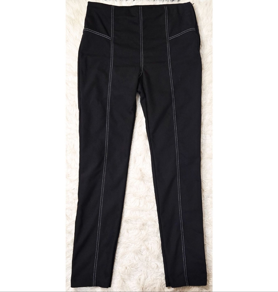 Ksubi Black Straight Leg Pants Contrast Stitching Ankle Zipper